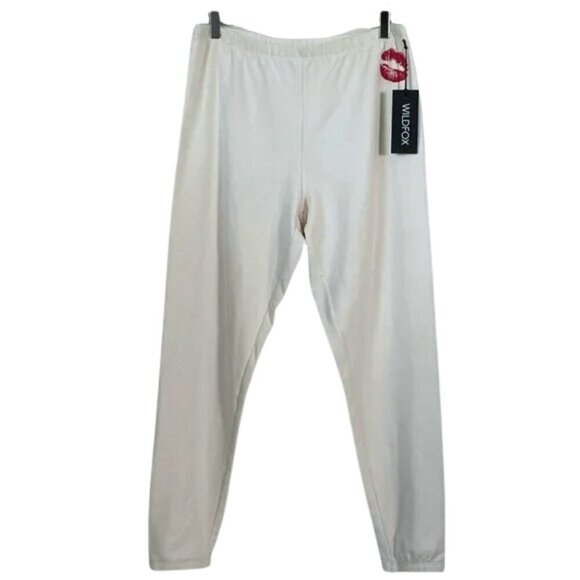 NWT Wildfox "Smooches" Lips Knox Sweatpants in Vanilla Sz. L - Picture 1 of 3